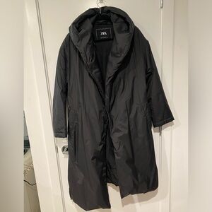 Zara water repellent hooded puffer coat